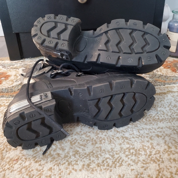 WICKED ROAD WARRIOR Leather Biker Moto Platform Combat Boots 8.5 - Picture 8 of 11